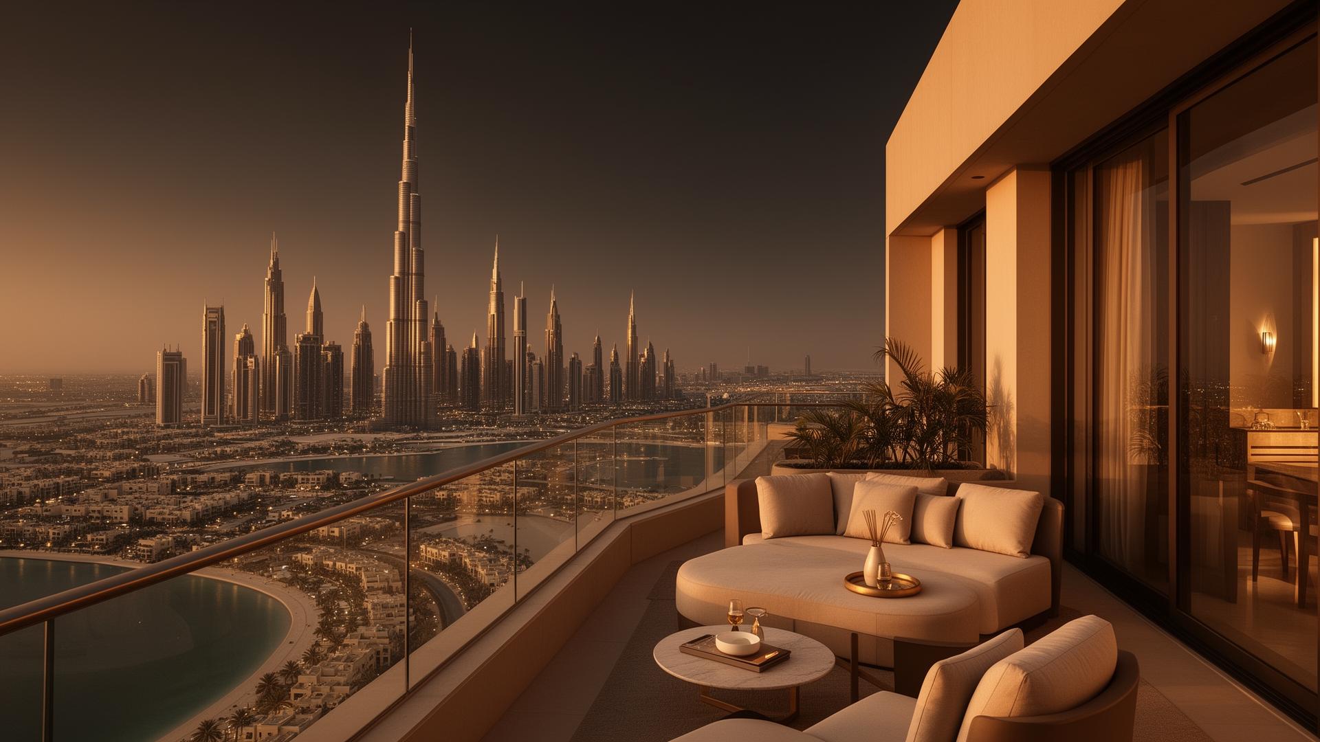 Luxury Dubai residence at golden hour